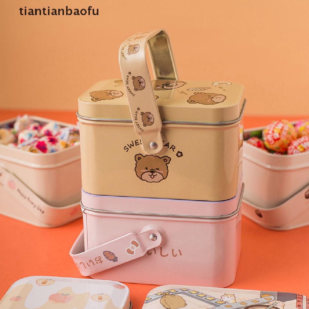 [tiantianbaofu] 1pcs Vintage Koper Kecil Penyimpanan Tin Metal Candy Box Gift Box Cookie Kotak Hadiah Koper Kecil Serba Serbi Organizer Penyimpanan Bisa Butik