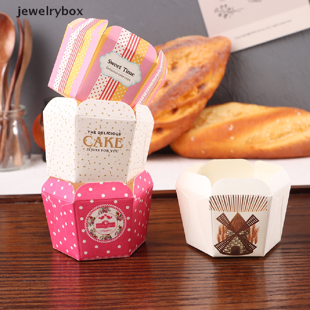 [jewelrybox] 100pcs Hari Anak Hexagon Cupcake Paper Cups Muffin Liners Baking Cups Butik