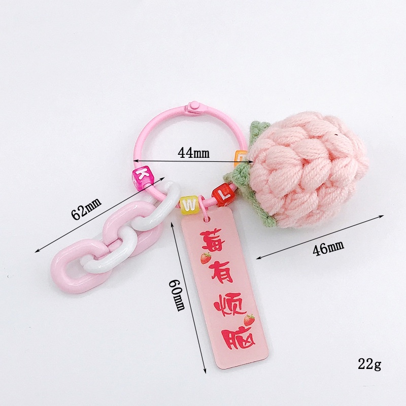 3d Rajut Strawberry Universal DIY Charms Liontin Hadiah Untuk Ponsel Case Bluetooth Earphone TWS Case Untuk Tas