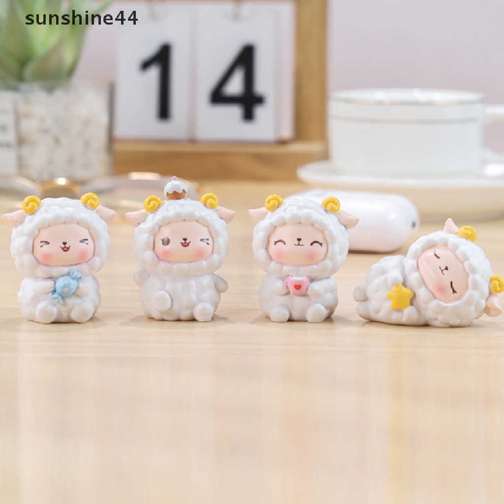 Sunshine Ornamen Lanskap Mikro Domba Lucu Resin Ornamen Kue Rumah Aksesoris ID