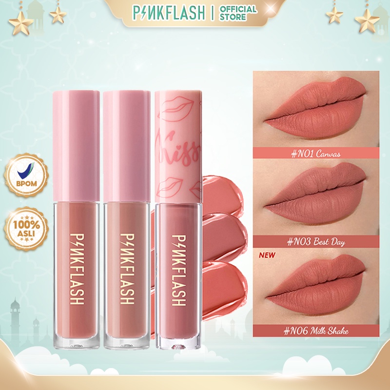 DAPAT 3PCS [BPOM&amp;ORI) PINKFLASH 3pcs Matte Lipstik Tahan Lama Pelembab Lembut Pigmentasi Tinggi