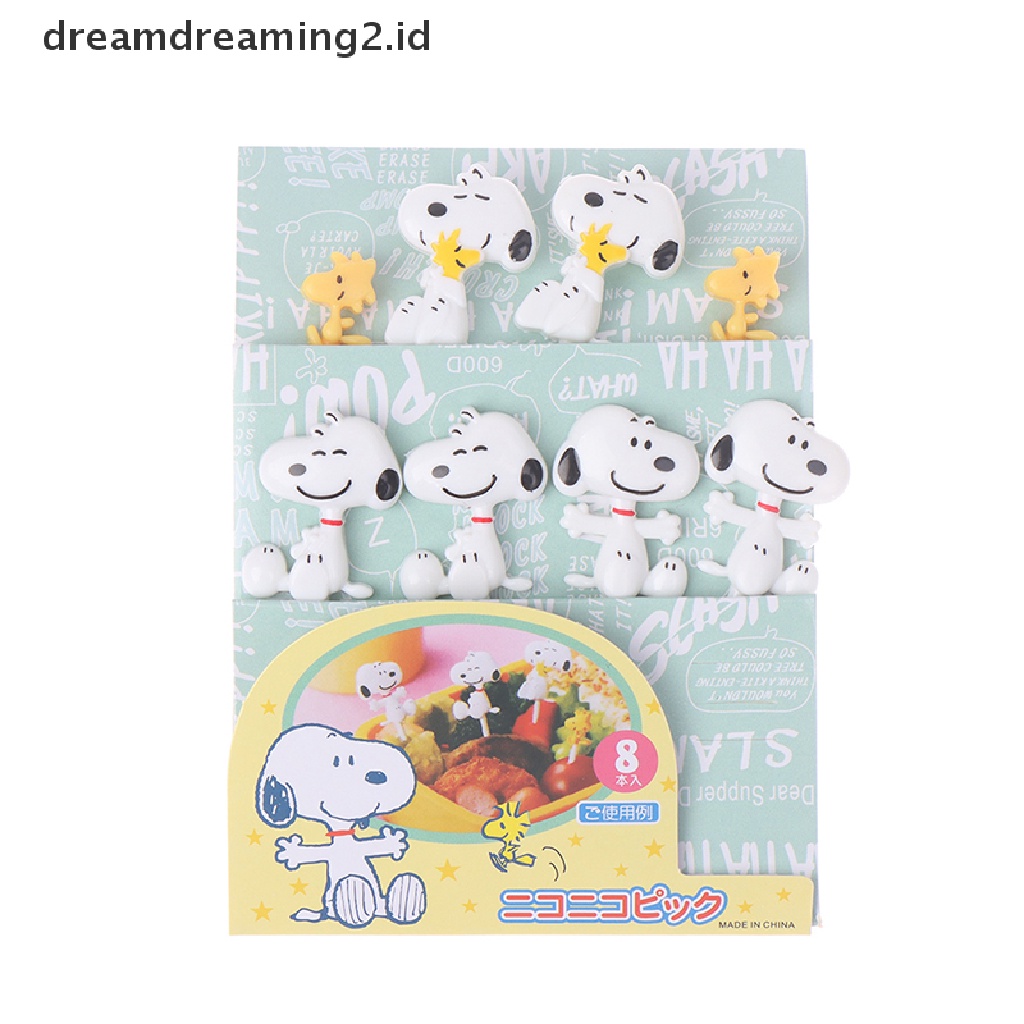 (hot) 8pcs Garpu Buah Hewan Mini Kartun Anak Snack Kue Dessert Pick Tusuk Gigi//