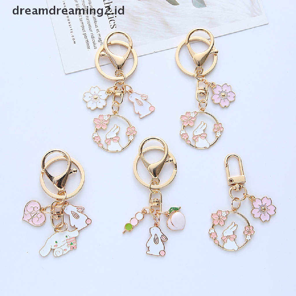 (hot) Kartun Sakura Kelinci Gantungan Kunci Kucing Liontin Ransel Keyring Best Friend Ch C//