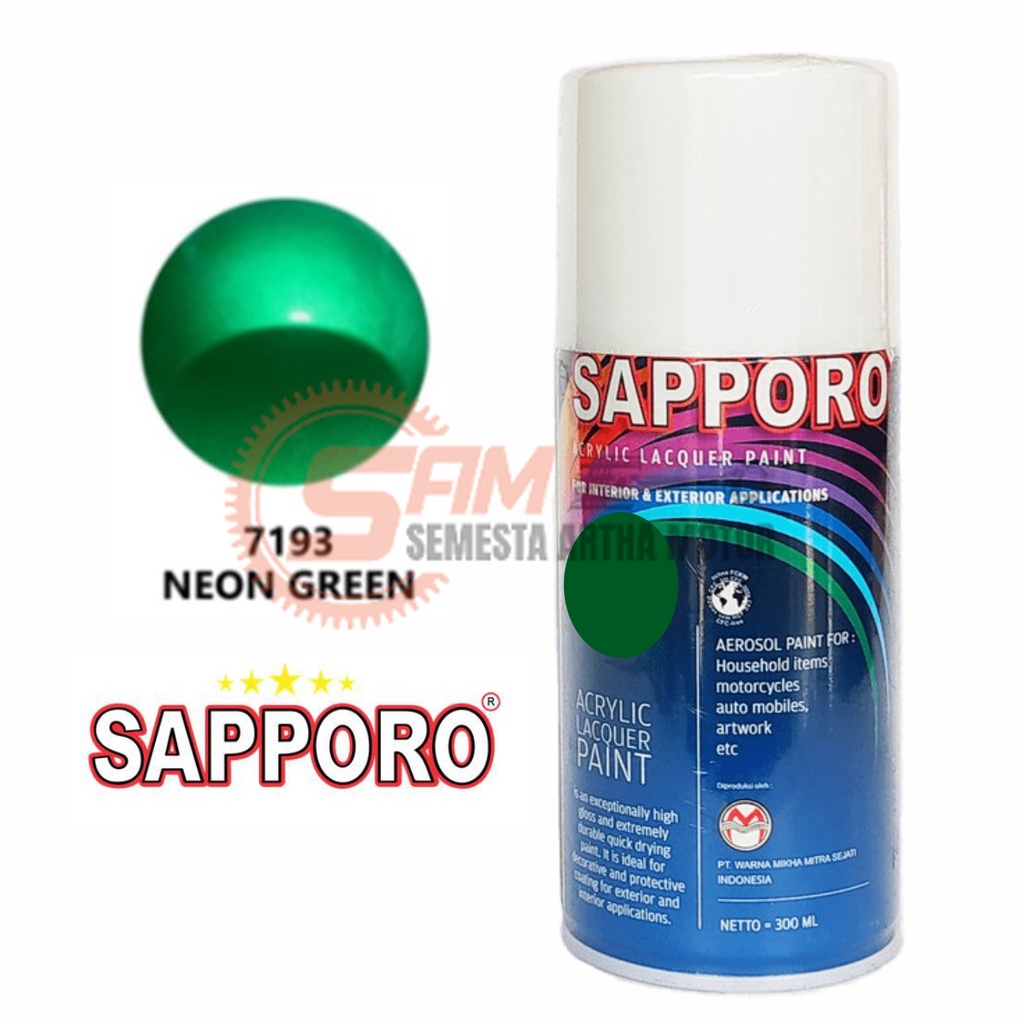 

Pilox Sapporo Neon Green 7193 Cat Semprot 300ml Pilok Hijau Aerosol Spray