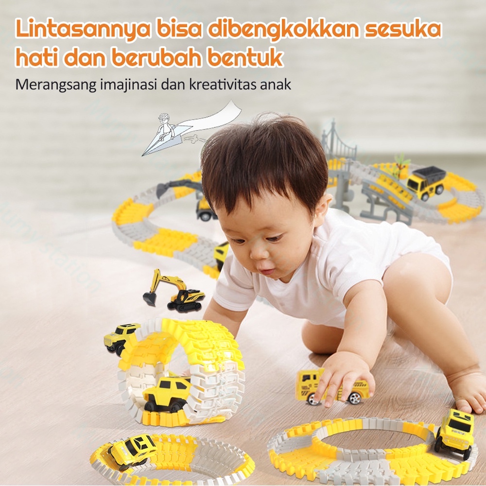 Mumystation  DIY City Truck Mainan Anak Mobil Mobilan Puzzle Car Rail Car Mainan Truk