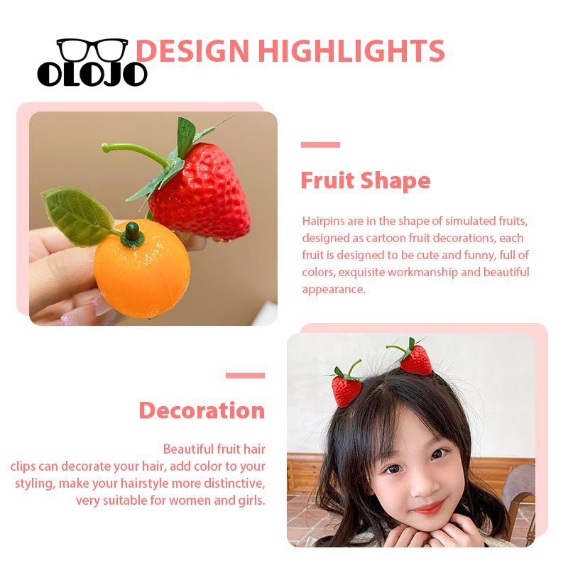 【COD】Orange Jepit Rambut Wanita Korea Manis Dan Indah Imitasi Buah strawberry hairpin Simulasi Buah Kepribadian Jepit Rambut 3D Strawberry Lucu Cute Jepit Rambut Mini