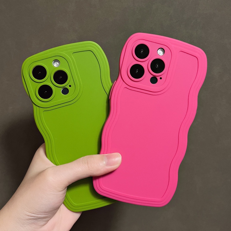 Casing Untuk Iphone14 13 12 11 Pro Max Xr Xs Max Silikon Cair Wavy Edge Phone Case Kamera Cakupan Penuh Soft TPU iPhone Case Pelindung Penutup Belakang