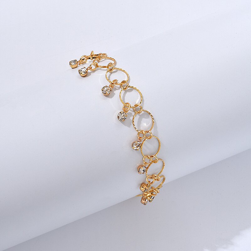 Gelang Kaki Geometris Bahan Alloy Berlian Imitasi Korea Untuk Wanita