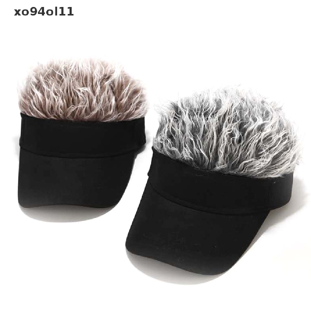 Xo 1pc Topi Baseball Rambut Flair Palsu Pelindung Matahari Menyenangkan Pesta Halloween Toupee Hat OL