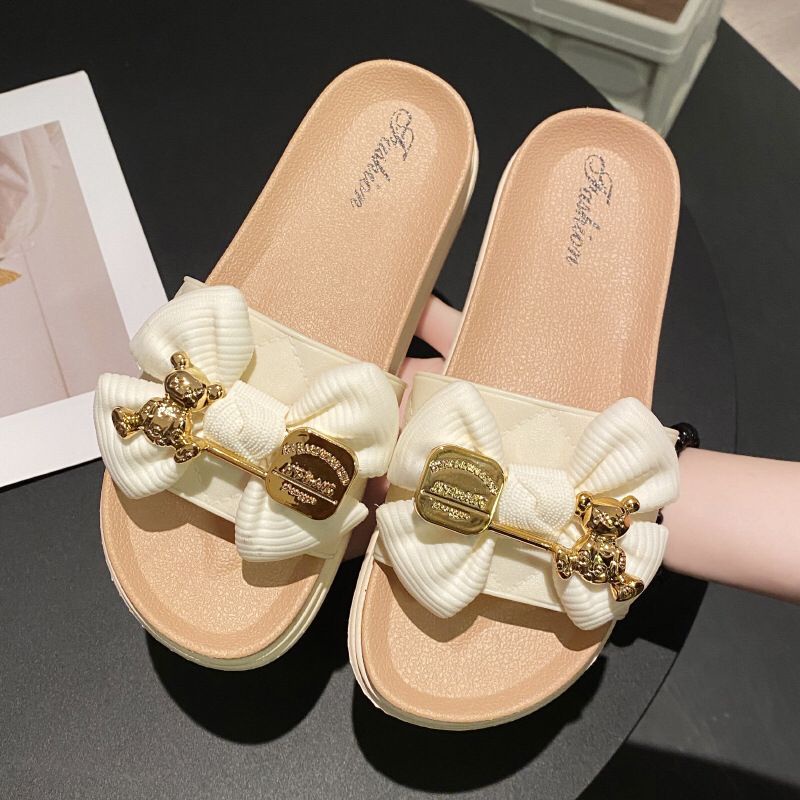 GROSIRTAS TG0706 Sandal Wedges Wanita Import Motif Pita Bear Mewah Bahan Karet