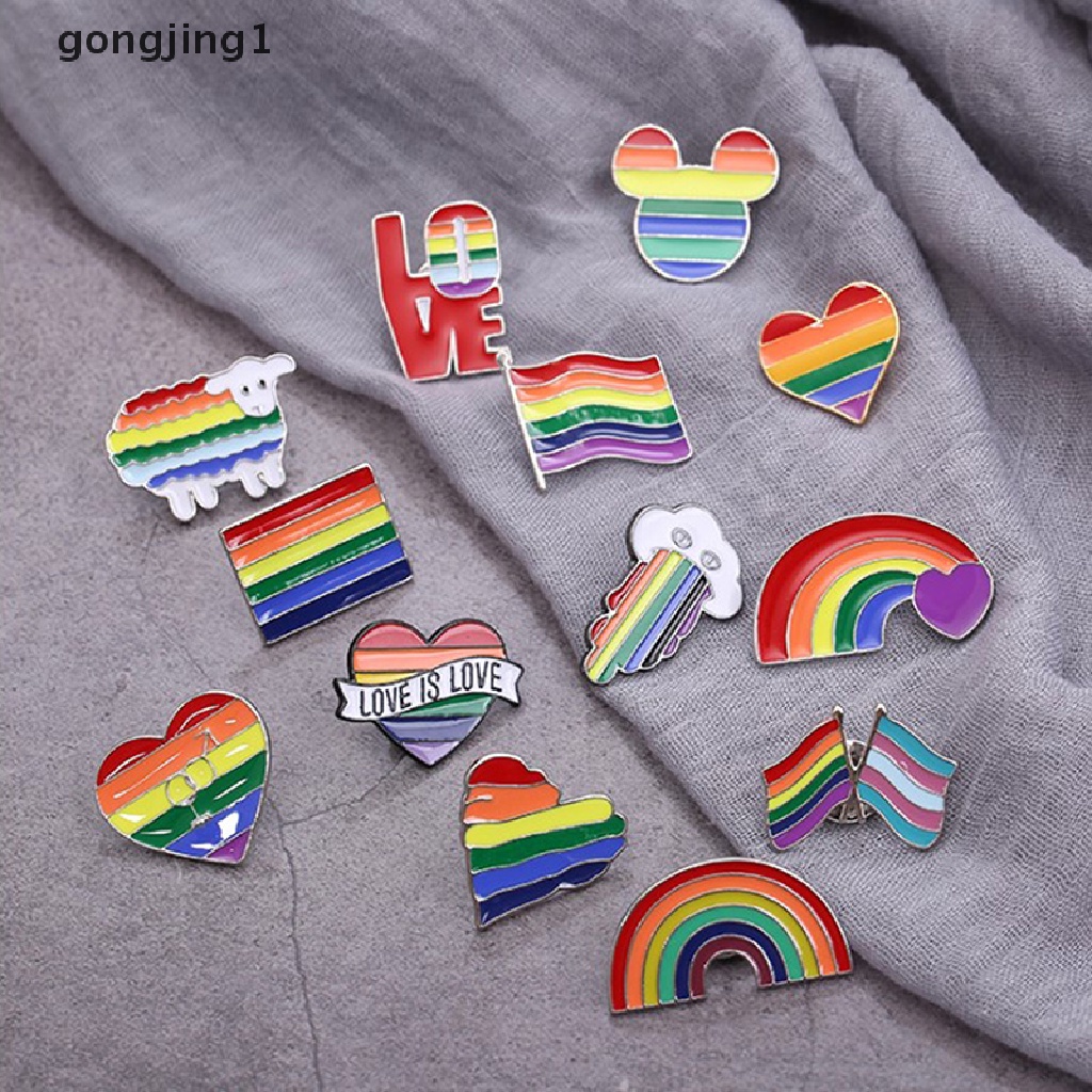 Ggg Enamel Bendera Hujan Bros Enamel Pin Lucu Hati Bros Lencana Ransel ID