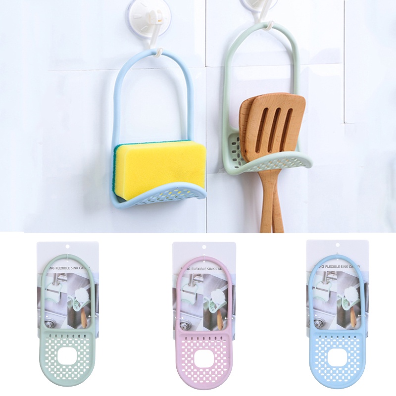 1pc Spons Wastafel Dapur Saluran Air Ruck/Brush Holder Home Organizer Multifungsi Alat Dapur Kamar Mandi Foldable