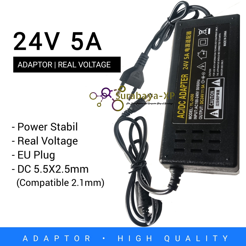 Adaptor 24V 5A REAL VOLTAGE Adaptor 24 Volt 5 Ampere