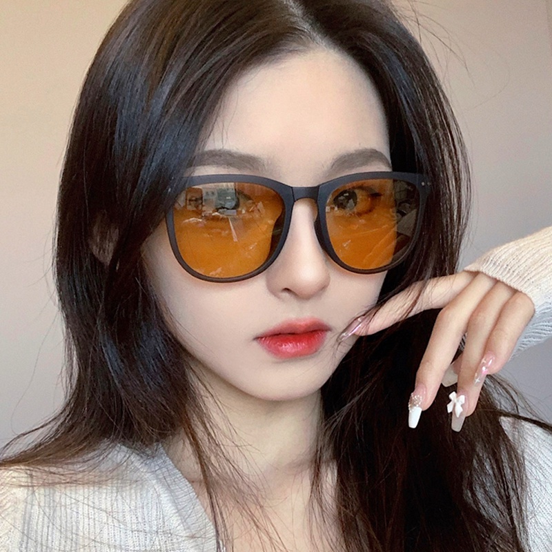 Papaozhu Ins Trendi Paragraf Lipat Bingkai Coklat Kacamata Hitam Untuk Wanita Pria Fashion Polarized Shades Personality UV400 Protection Eyewear