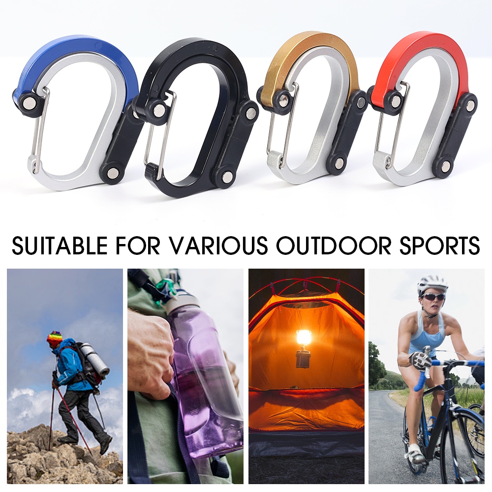 Outdoor Climbing Berbentuk D Carabiner Multifungsi Ketel Kait Keyring Klip Camping Hiking Memancing Perjalanan Ransel Sekrup Lock Gesper Tahan Lama Tali Tenda Sambungan Memperbaiki Gesper