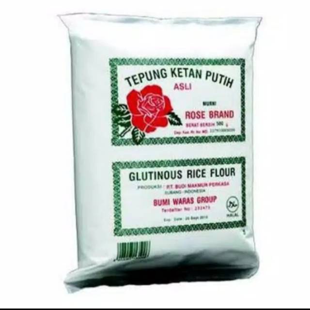 

tepung beras ketan putih 500gr, tepung rose brand 500gr