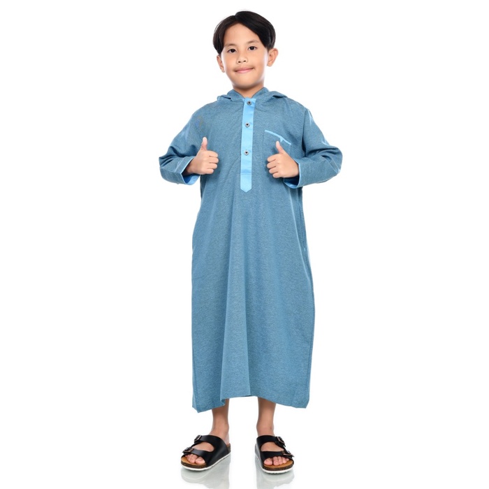 SHOHIB GAMIS PRIA PREMIUM HOODIE NO 5/6/7/8/9 - BIRU LAUT, SIZE 5