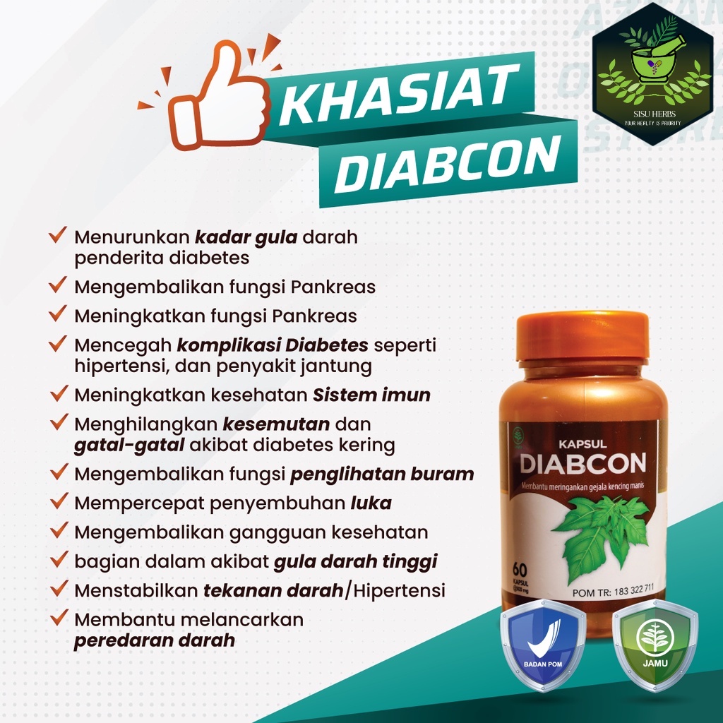 ORIGINAL Kapsul Diabcon Obat Gula Darah Tinggi, Atasi Diabetes Kencing Manis Terbaik