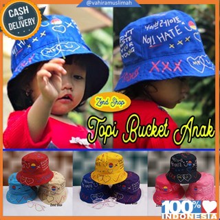 Topi Bucket ANAK Sablon Korea Premium Badas Bolak Balik - BUCKET ANAK KOREAN STYLE