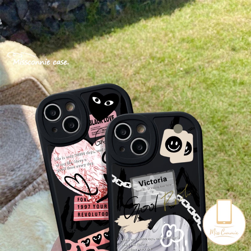 Ins Graffiti Cinta Hati Smile Case Infinix Note8 Hot 10T 11 10s 11s Hot 10 LiteHot 9 10 Bermain Cerdas 5 6 Trendi Merek Comme des Garcons Lembut Tpu Ponsel Cover