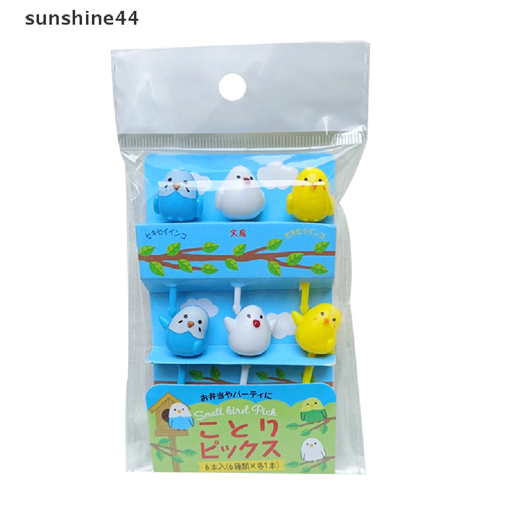 Sunshine 6pcs/set Garpu Buah Ayam Kartun Lucu Anak-Anak Snack Dessert Picks Tookpick ID