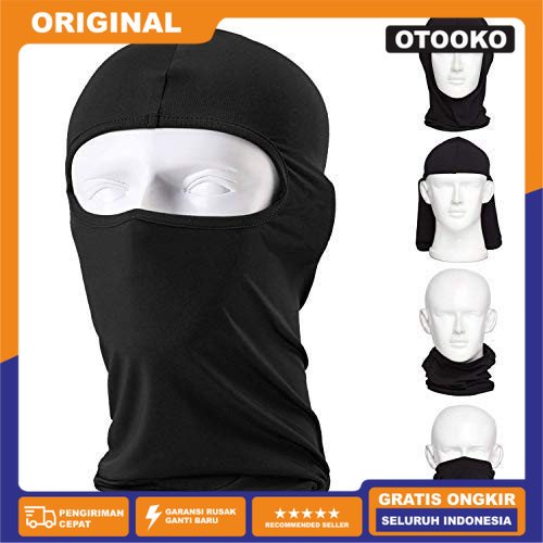 Balaclava Masker Baff Full Face Spandex Pelindung UV Helm Polos Hitam