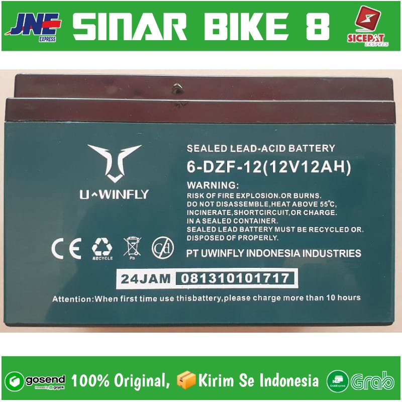 BATERAI AKI Untuk Sepeda LIstrik UWINFLY 12V 12AH Original