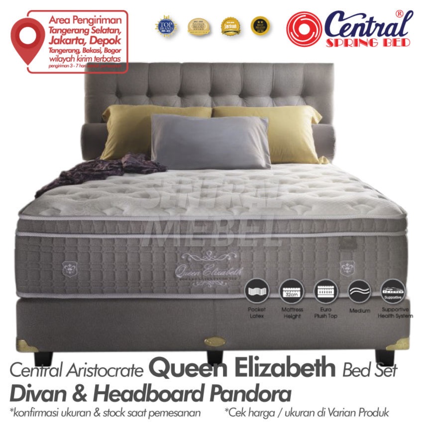 Spring Bed Central Queen Elizabeth Bed Set - Pocket Spring Latex