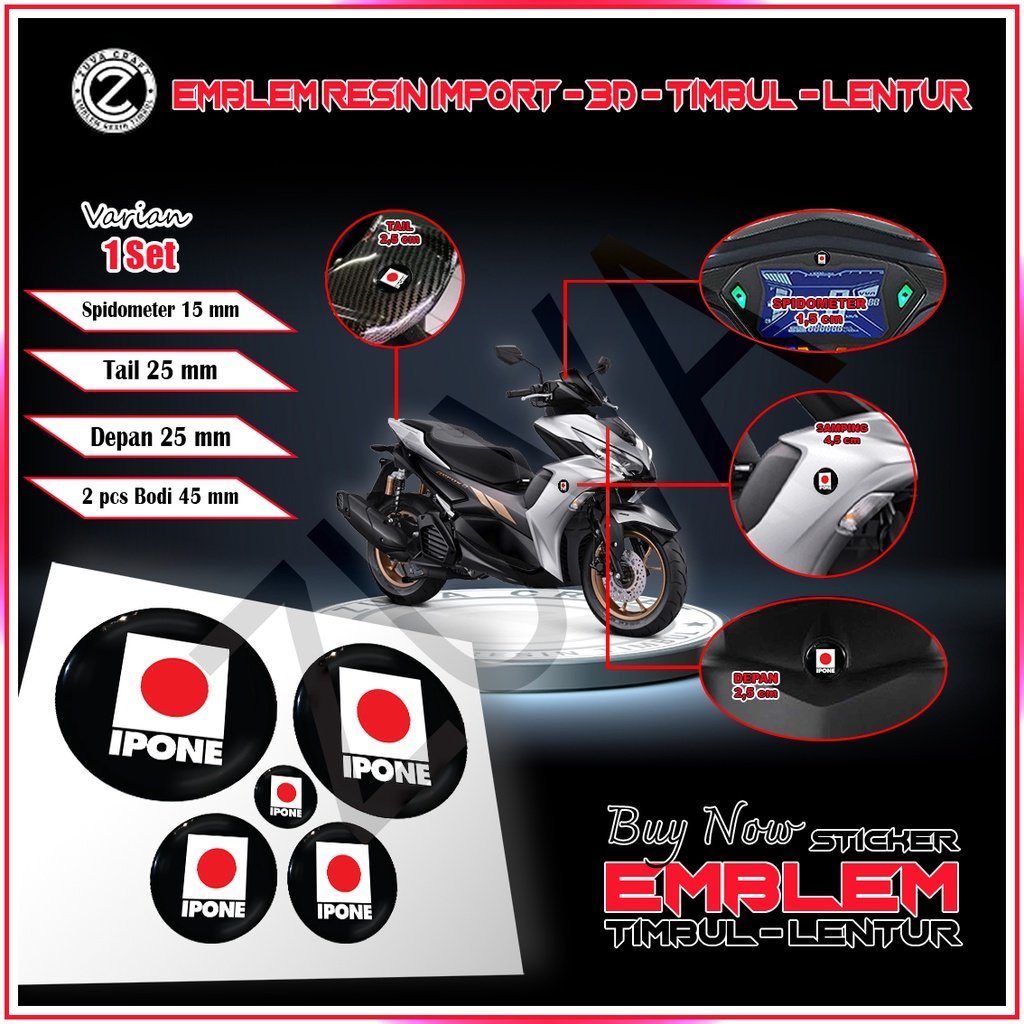 STIKER MOTOR 1 SET STIKER MOTOR LOGO IPONE STIKER NMAX STIKER AEROX STIKER EMBLEM NMAX AEROX LEXI
