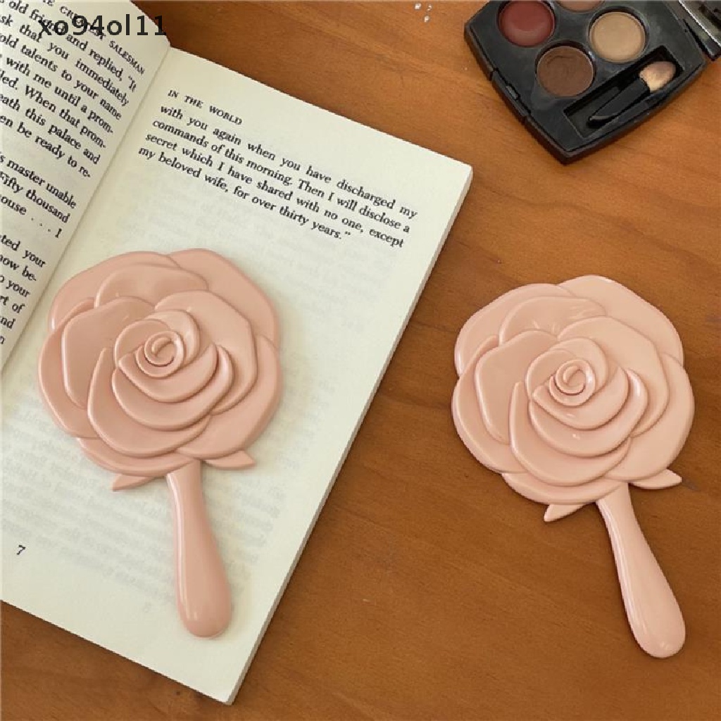Xo Handheld Vanity Mirror Vintage Cermin Rias Mawar Cermin Tangan Pocket Mirror OL