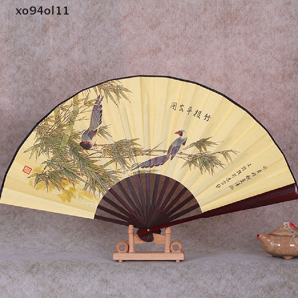 Xo 1pcs Kipas Angin Lipat Imlek Chinese Paing Pattern Polyester Fan Style Random OL