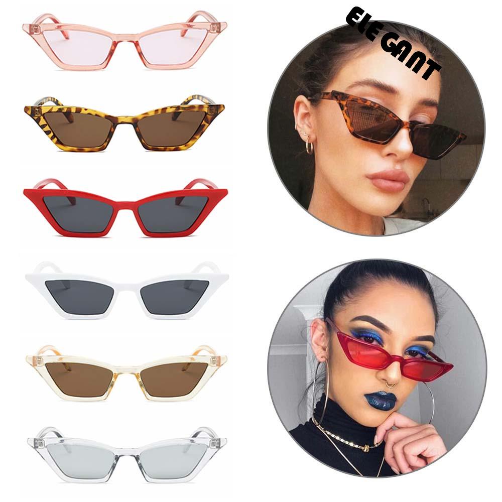 [Elegan] Mata Kucing Kacamata Hitam Retro Vintage Wanita Bingkai Kecil Ladies Trendy Punk Eyewear