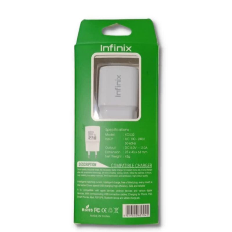 Charger Infinix  Mikro USB  with  Auto- ID smart 4./5/ hot 8/9/ hot 9 play/10play oem