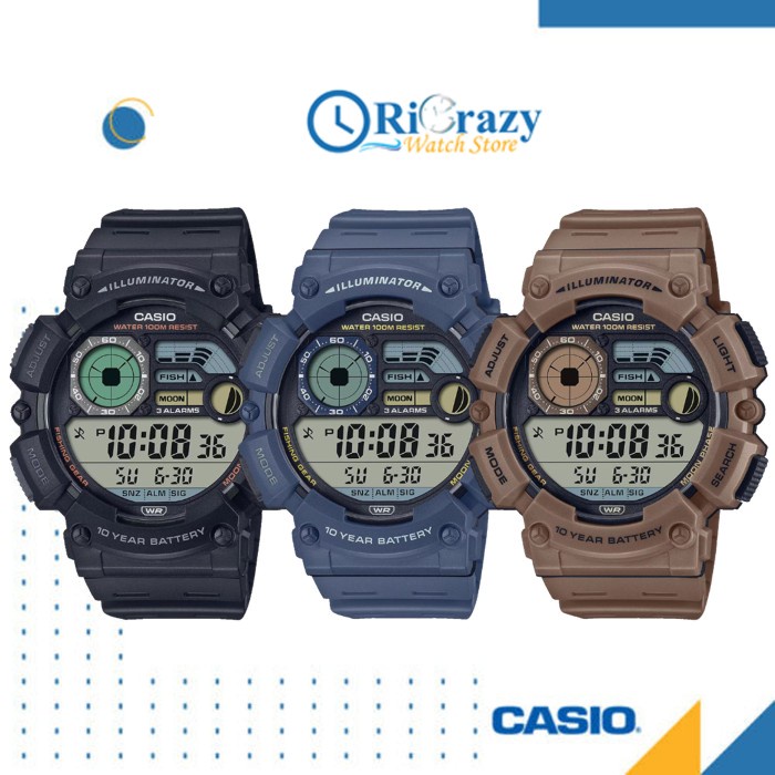 [ PROMO ] Jam Tangan Pria Casio WS-1500H 1A 2A 5A Digital Fishing Gear Water Resistant Original Gara