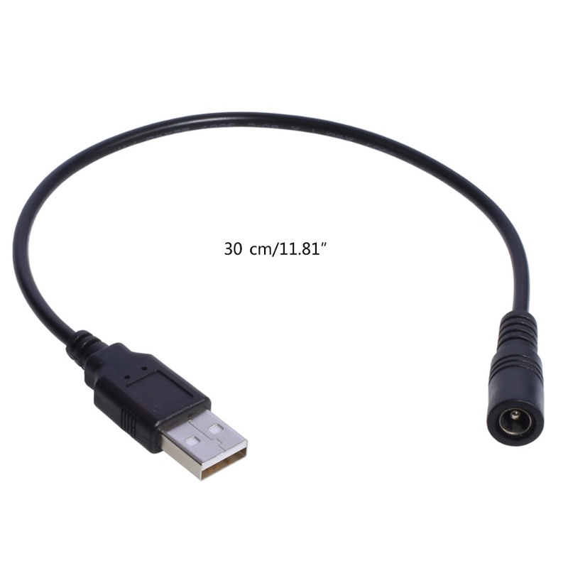 Cre 30cm USB Ke DC 5.5x2.1mm 5V Kabel Power Male to Female USB Barel Konektor Kabel Charger Untuk Router Kipas Kecil Berbicara