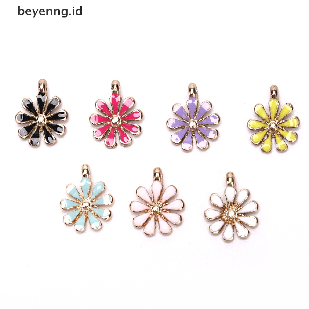 Beyen 10PCS Enamel Alloy Liontin Bunga Logam Ch Temuan Perhiasan DIY Craft ID