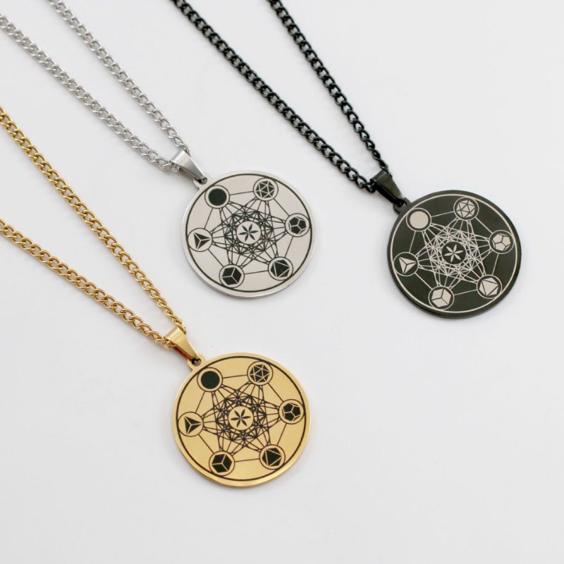 [X C Kalung] Emas Dan Perak Baru Hip Hop Punk Vintage Life Flower Metatron Life Angel Seal Titanium Steel Liontin Anti Karat Kalung Pria Dan Wanita Hadiah Liburan Perhiasan