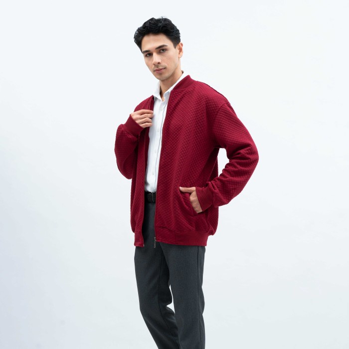 Houseofcuff Jaket Katun Outer Bomber Smart Casual Marun