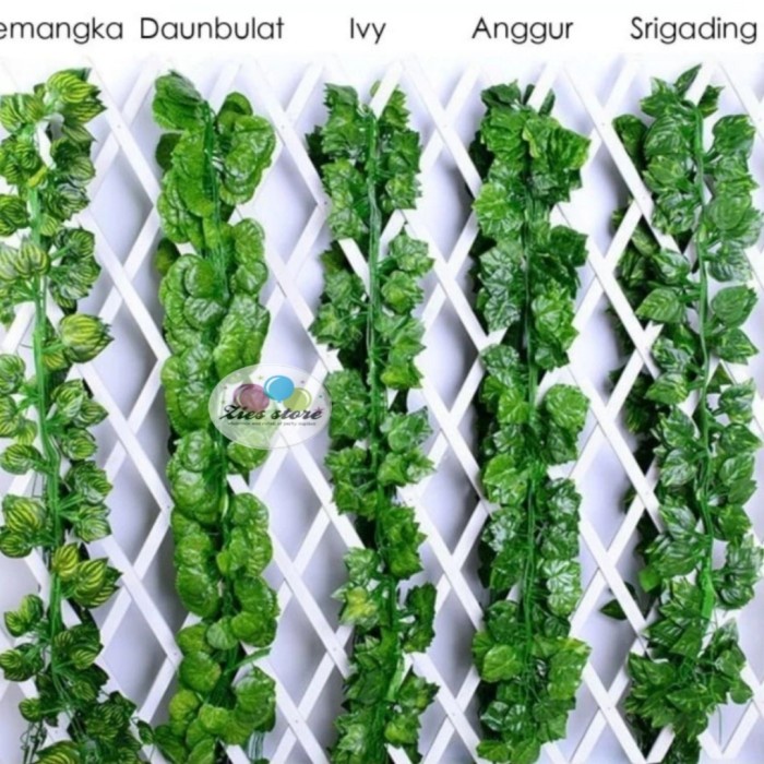 Daun Rambat Plastik Hiasan Dekorasi Dinding Daun Ivy Artificial Panjang 2.5 Meter