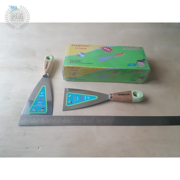 Scraper - Sekrap - Alat Dempul - Kape Gagang Kayu 3 inch STAMVICK