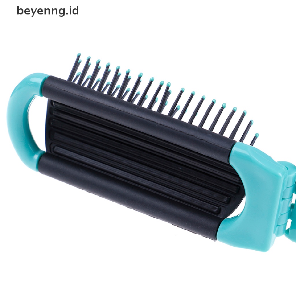 Beyen Sikat Rambut Lipat Dengan Cermin compact pocket size travel car Dompet Tas Hadiah ID