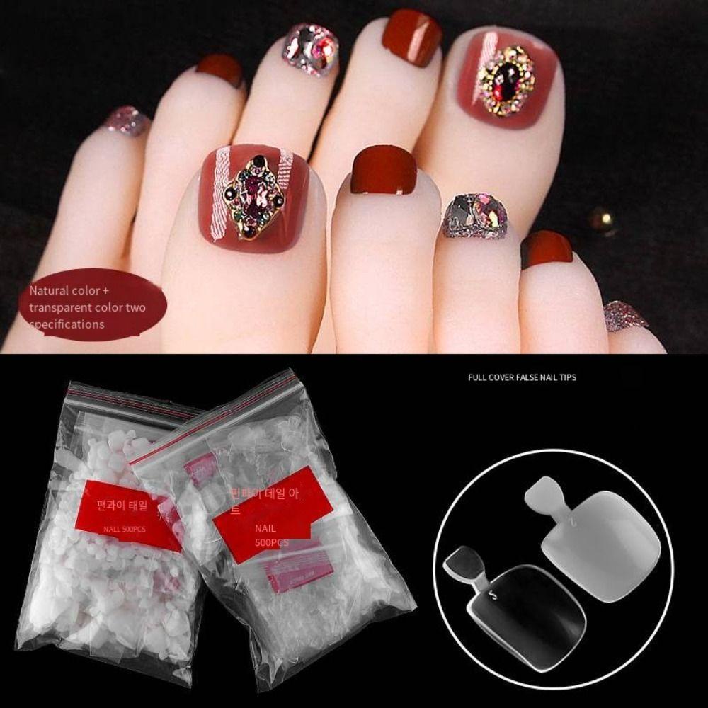 Needway   Toe Nail Art Dekorasi Buatan Wearable Ultra-Tipis Tahan Air Tanpa Jejak Kuku Palsu Pedicure Aksesoris