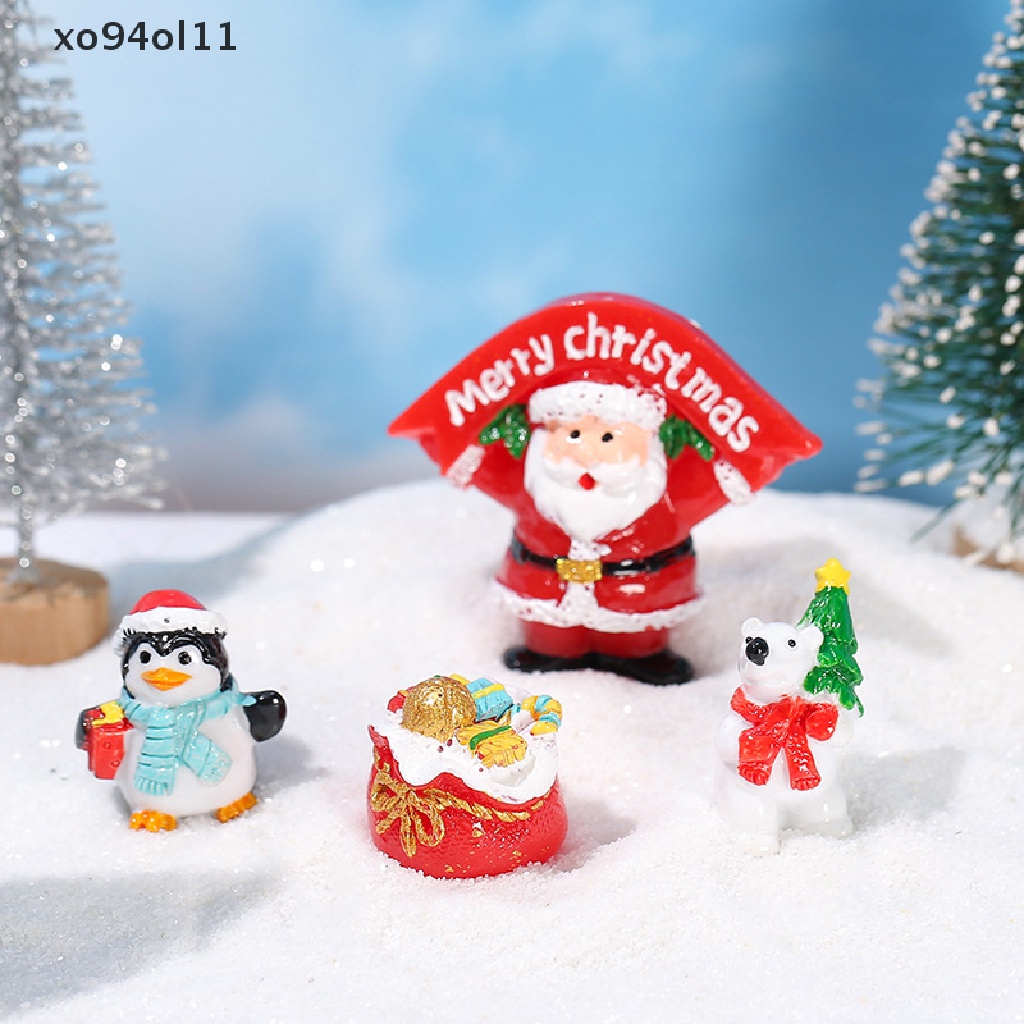 Xo 1Pc Lucu Kartun Santa Beruang Pinguin Tahun Baru Ornamen Resin Lanskap Mikro OL