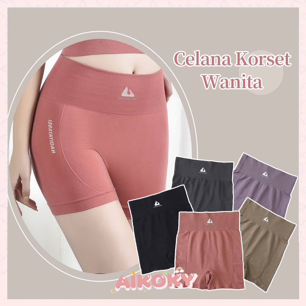 Aikoky Legging Pendek Celana Korset Pinggang Tinggi Wanita