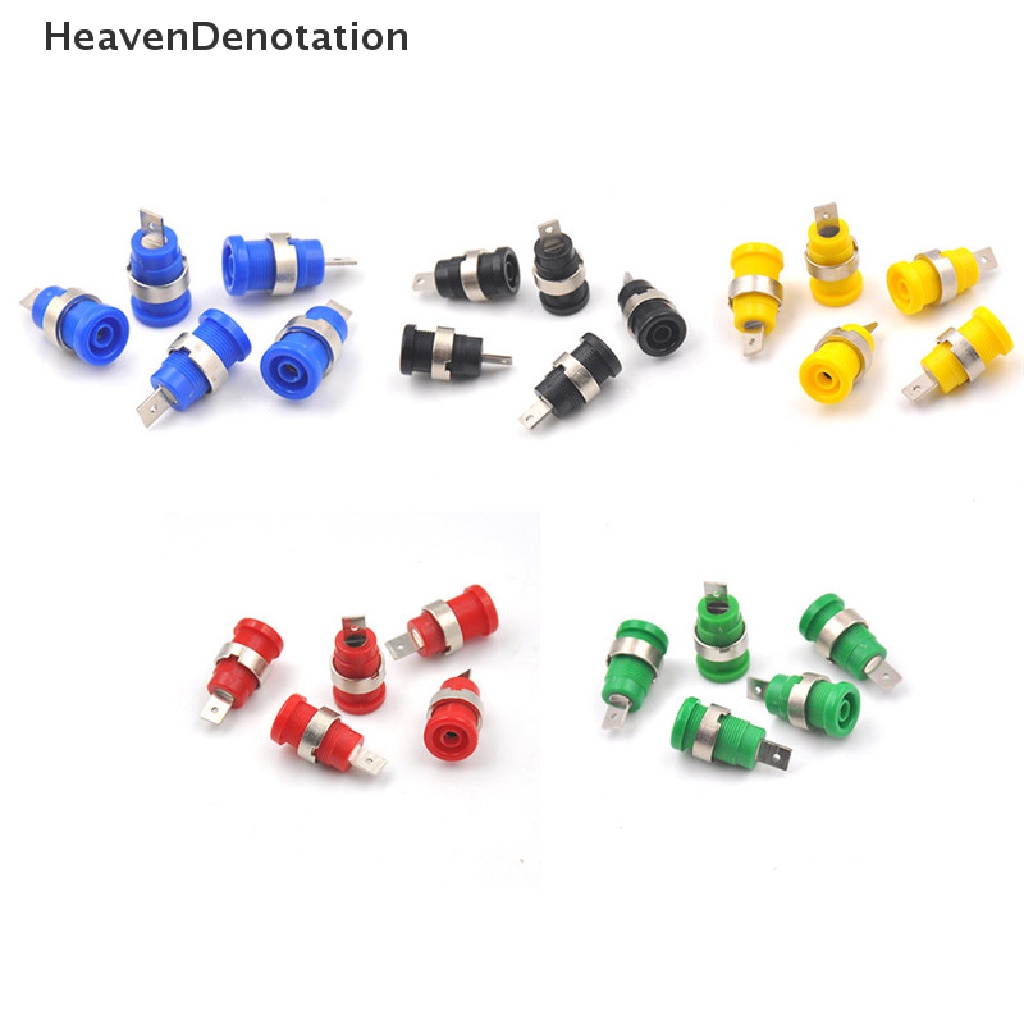 [HeavenDenotation] 5pcs 4mm Colokan Pisang Female Jack Socket Plug Wire Connector 5warna HDV