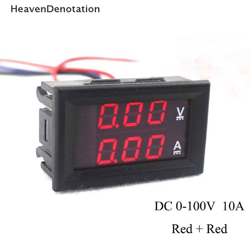 [HeavenDenotation] Dc 0-100V 10A 3bit Voltmeter Ammeter Merah Biru LED Amp Kabel New HDV