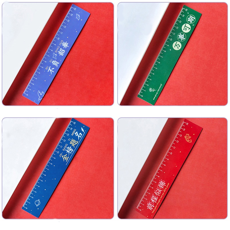 4pcs 15cm Seri Kata-Kata Inspiratif Straightedge Ruler Student Portable Magnetic Soft Rulers Set