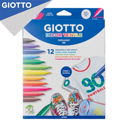 

Giotto Decor Textile Spidol Permanen Kain Baju 12 Warna Kemasan Box