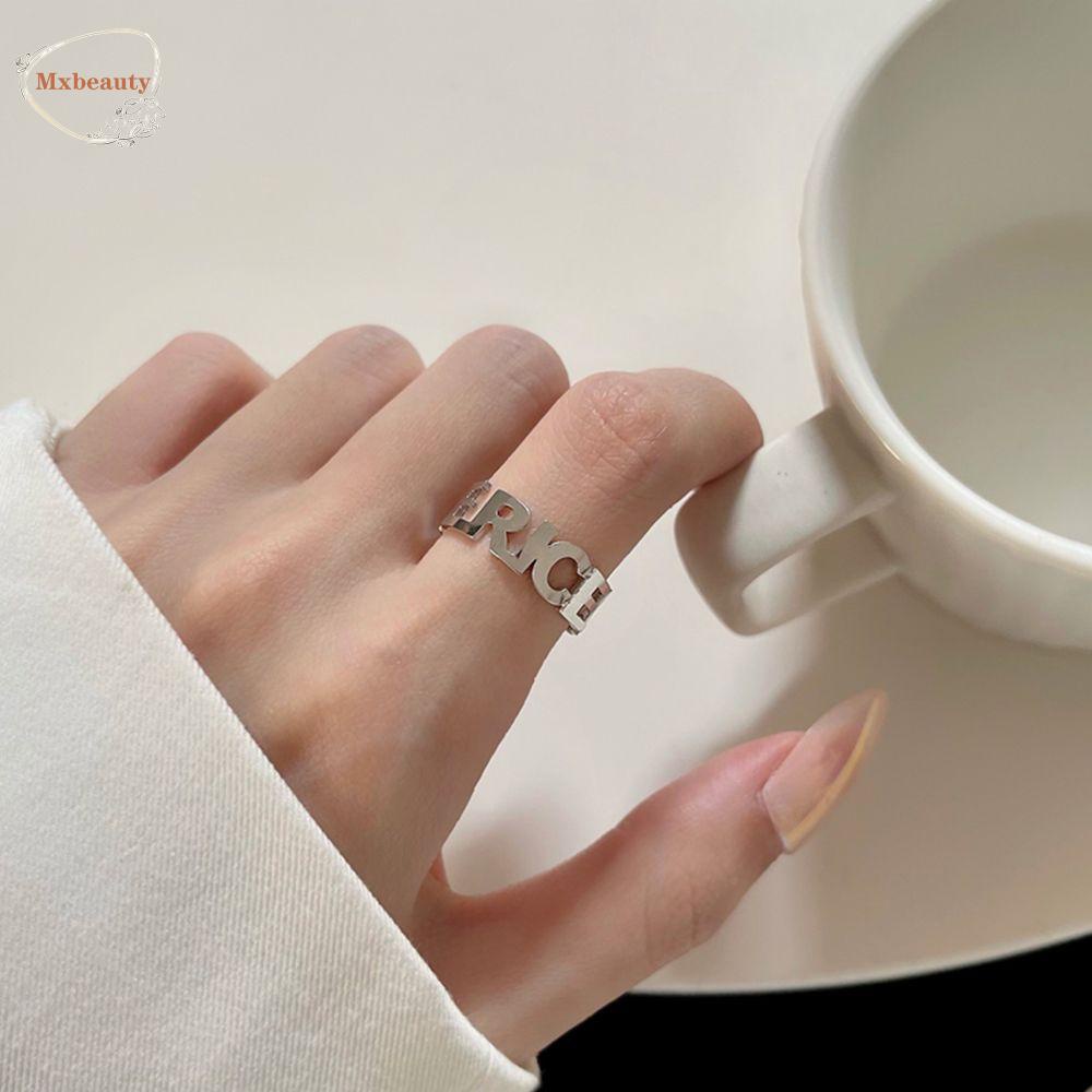 Mxbeauty Wanita Geometris Cincin Pasangan Pria Kepribadian Fashion Hadiah Hari Valentine Gaya Jalanan Punk Jari Gesper