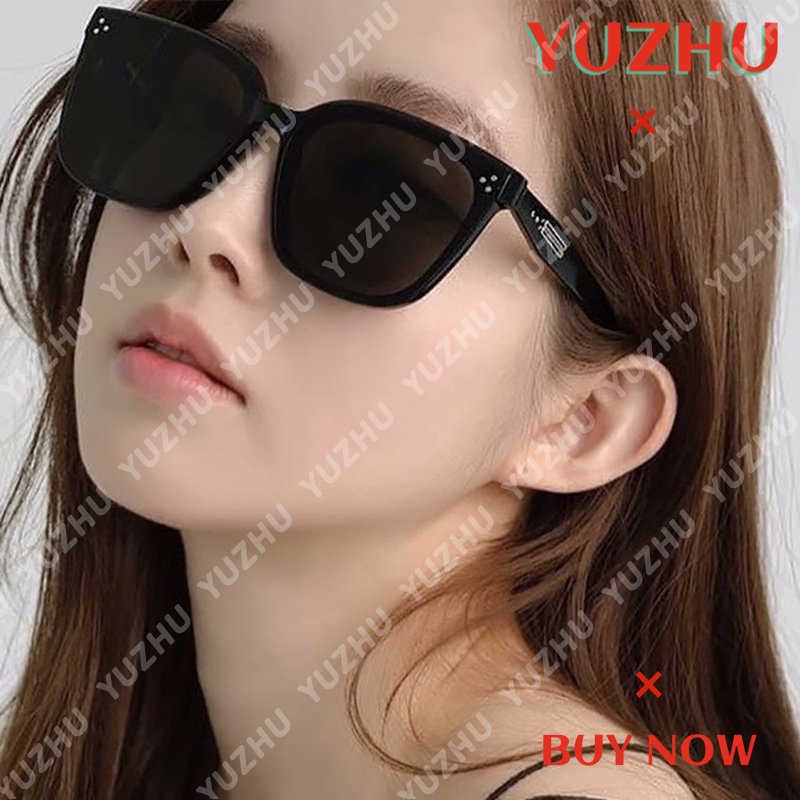 (YUZHU) Kacamata Hitam Bingkai Persegi Oversized Gaya Baru Unisex Klasik Tiga Titik Permen Warna Sunglasses